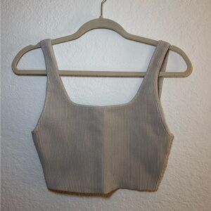 Babaton (Aritzia) Ribbed Crop Top - Cream